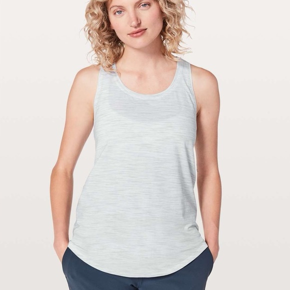 Lululemon Athletica Love Tank Pleated Space Dye Ice Grey Alpine White - Picture 1 of 4